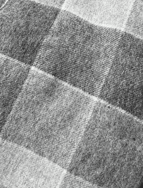 Grey Block Check Wool Throw  (100% New Wool)