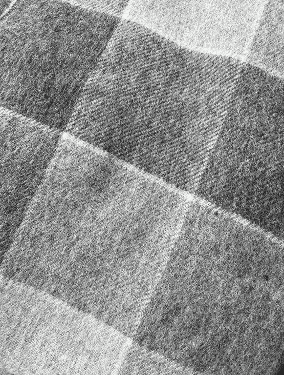 Grey Block Check wool Throw  (100% New Wool)